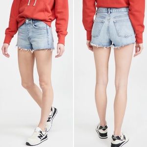 agolde | parker shorts encore wash raw hem denim organic cotton 32
